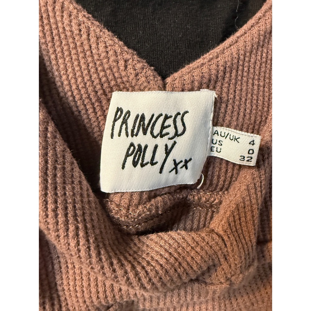 Princess Polly Bralette Size 0 Mauve Brown Excellent Waffle Knit V-Neck Casual